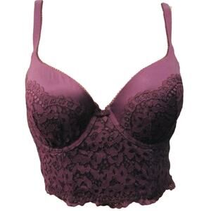 NWOT Victoria’s Secret Long Line Lace Lighly Lined Demi Bra in Wine Size 38C